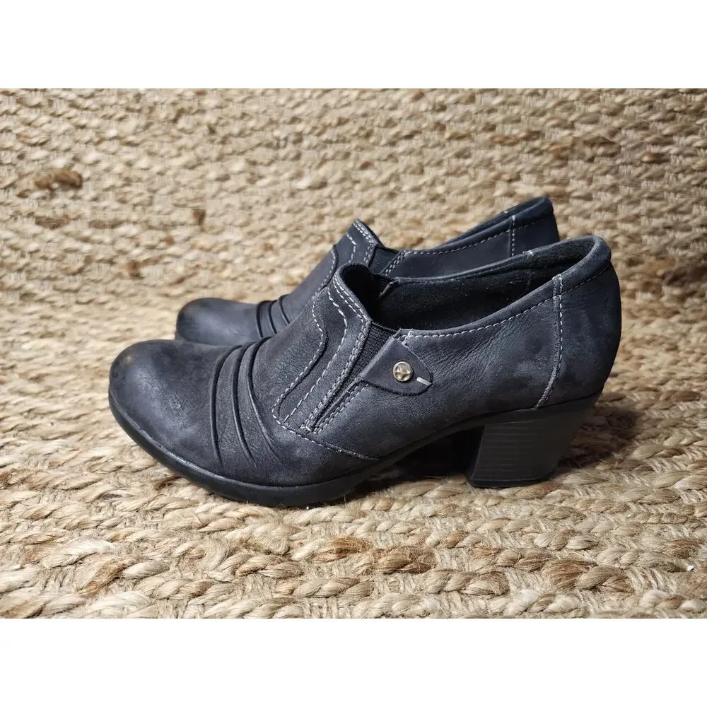 EARTH ORIGINS Women’s 6.5 M Kacie Black Leather Booties Shoes Clogs Slip-On
